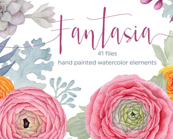 Watercolor flowers collection